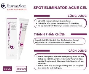 Gel Giảm Mụn, Giảm Dầu Thừa Pharmaform Spot Eliminator Acne Gel 15ml