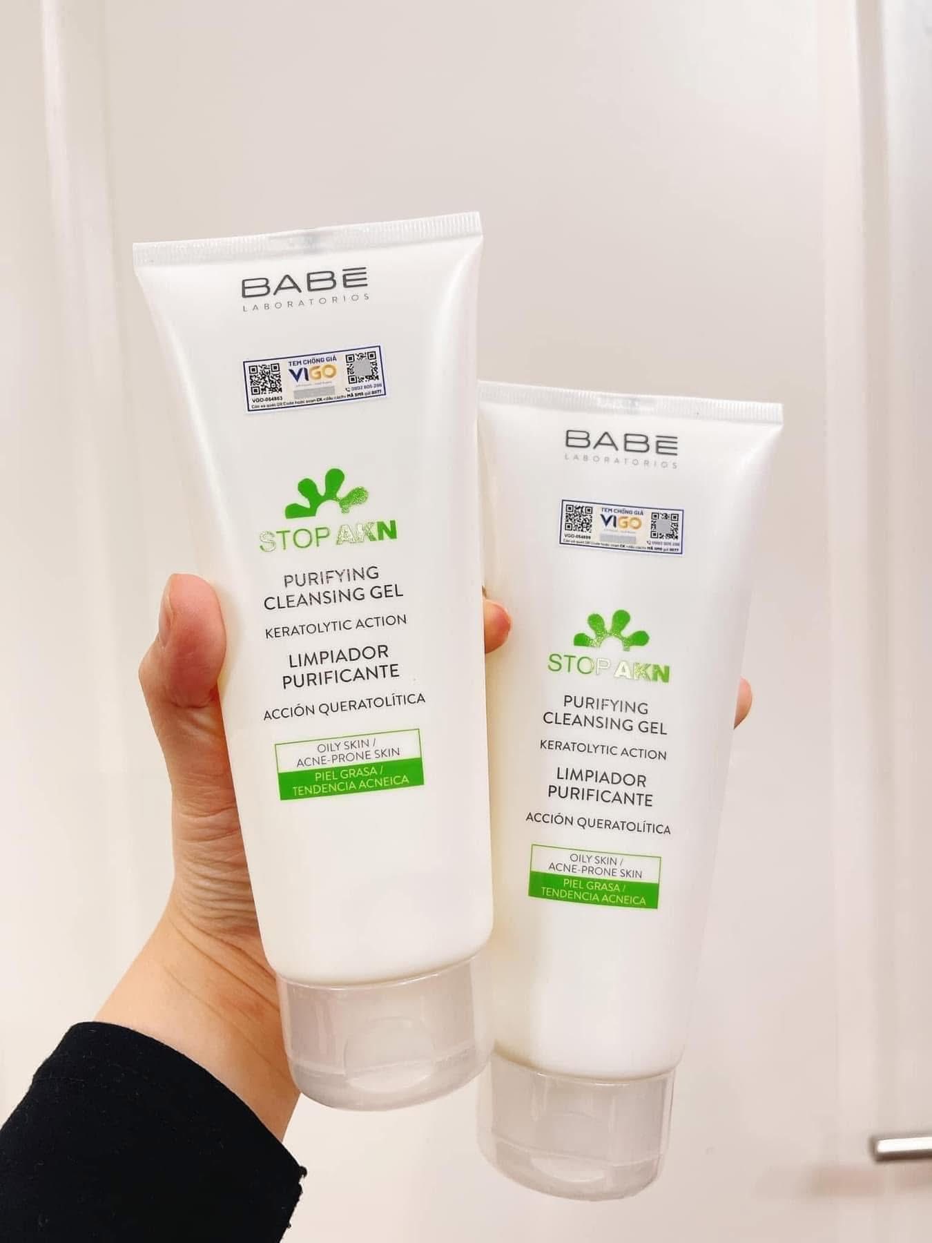 Gel rửa mặt dịu nhẹ Babe Stop AKN Purifying Cleansing Gel 200ml