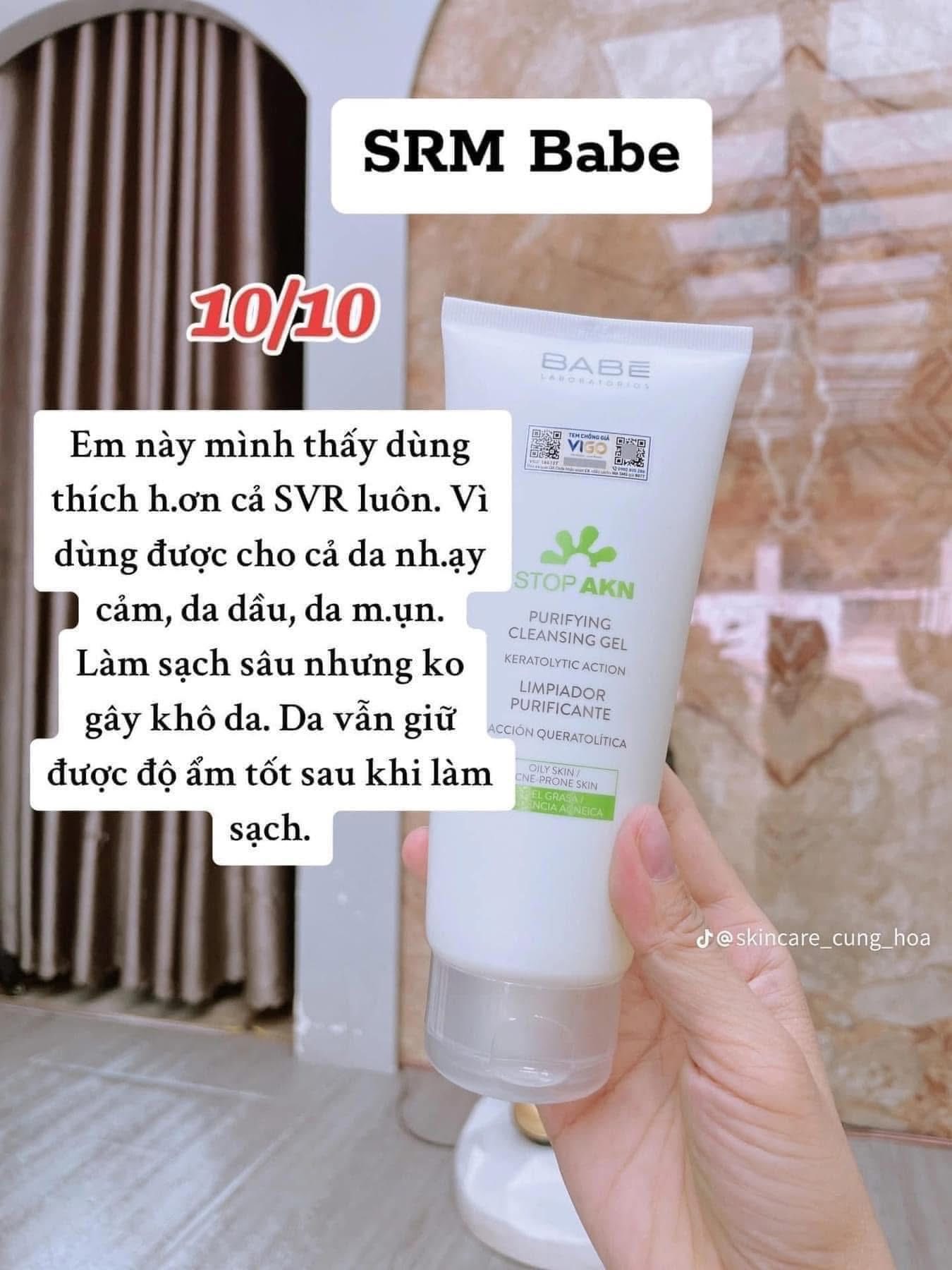 Gel rửa mặt dịu nhẹ Babe Stop AKN Purifying Cleansing Gel 200ml