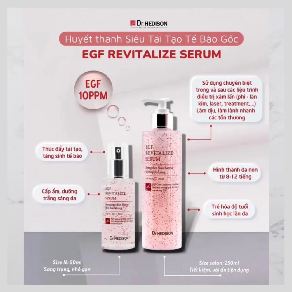 Huyết thanh siêu tái tạo tế bào gốc EGF Revitalize Serum Dr.Hedison 50ml - Ảnh 4