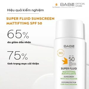 Kem chống nắng phổ rộng bảo vệ toàn diện cho da khô da thường BABE SUPER FLUID HA SPF50+ 50ml