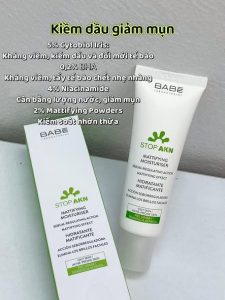 Kem dưỡng ẩm ngăn ngừa mụn, giảm bóng nhờn cho da dầu mụn Babe Stop AKN Mattifying Moisturiser 50ml