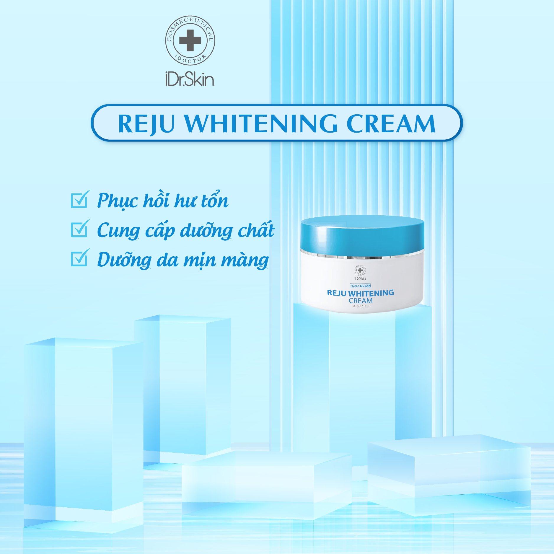 Kem dưỡng ẩm sáng da Idr.Skin Hydro Ocean Reju Whitening Cream 30ml (IDr Skin)