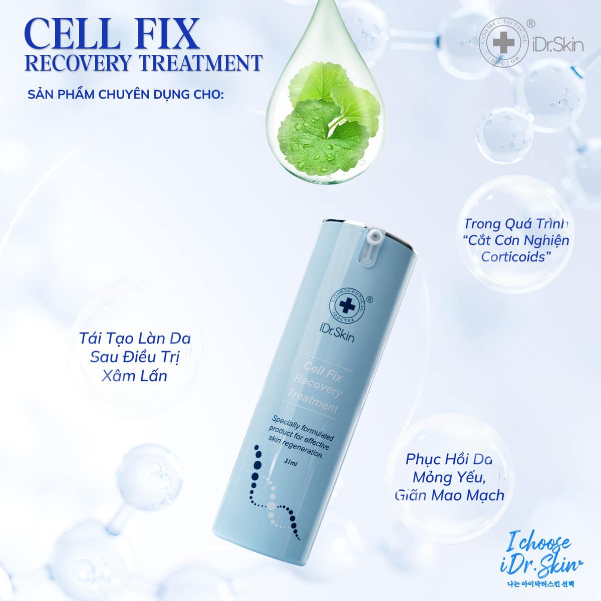 Kem dưỡng da mặt IDr.Skin Cell Fix Recovery Treatment tái tạo và phục hồi da bị kích ứng hư tổn 31ml