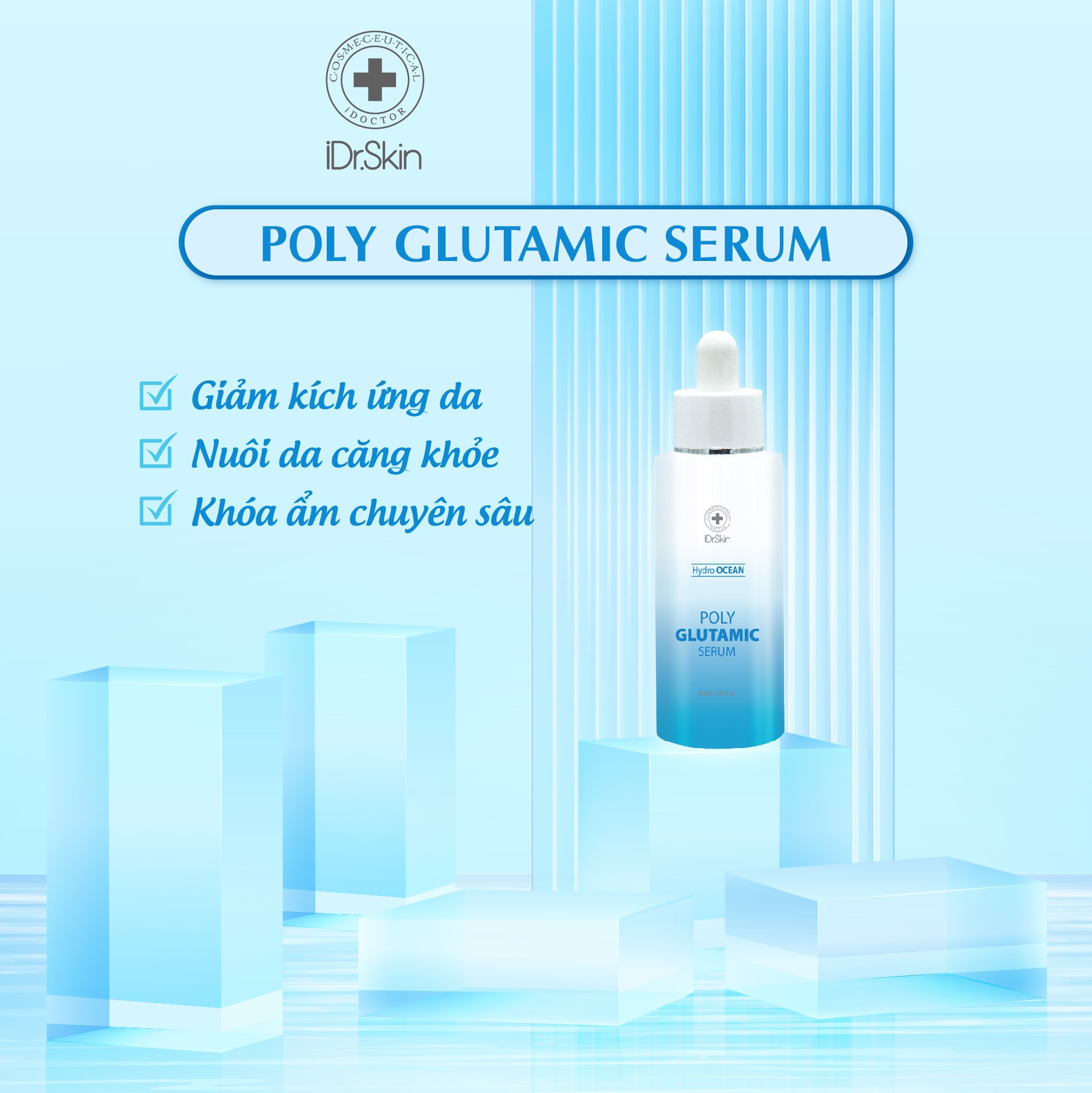 Serum cấp ẩm Idr.skin Hydro Ocean Poly Glutamic Serum cho da ẩm mượt (IDr Skin)