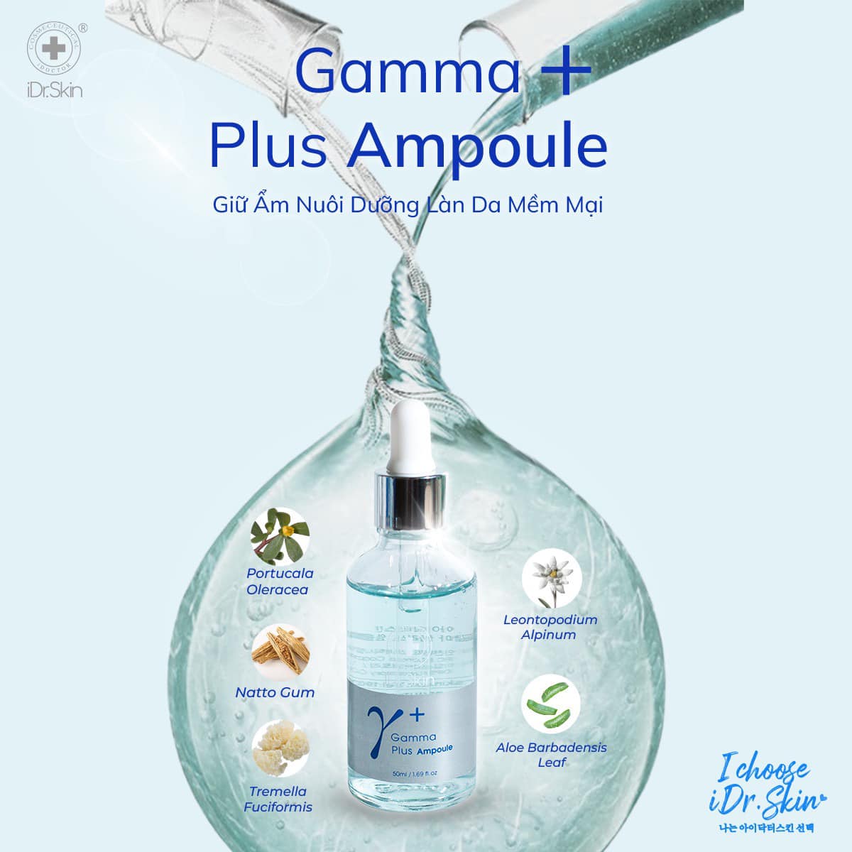 Serum cấp ẩm căng bóng da Idr.Skin Gamma Plus Ampoule 50ml