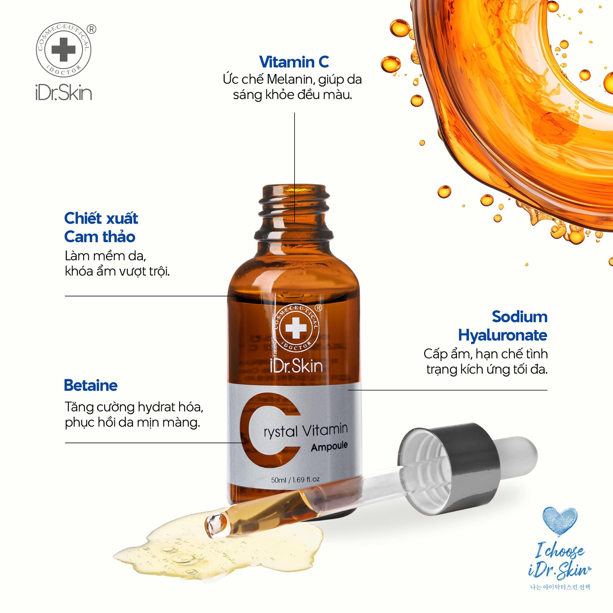 Serum trắng sáng da Idr.Skin Crystal Vitamin C Ampoule 50ml
