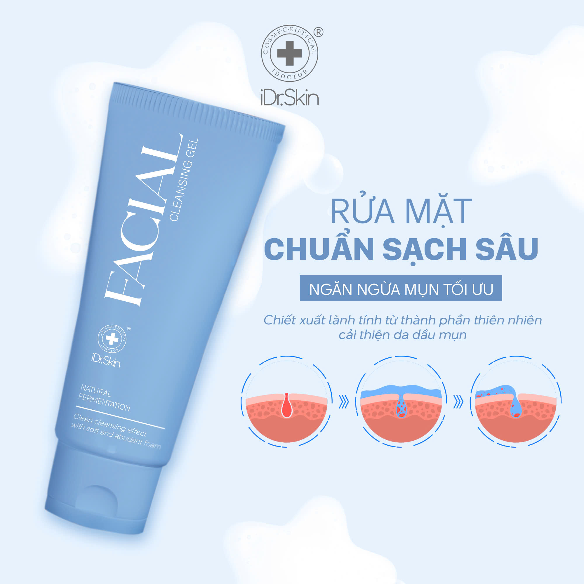 Sữa rửa mặt loại bỏ dầu Idr.Skin Facial Cleansing Gel