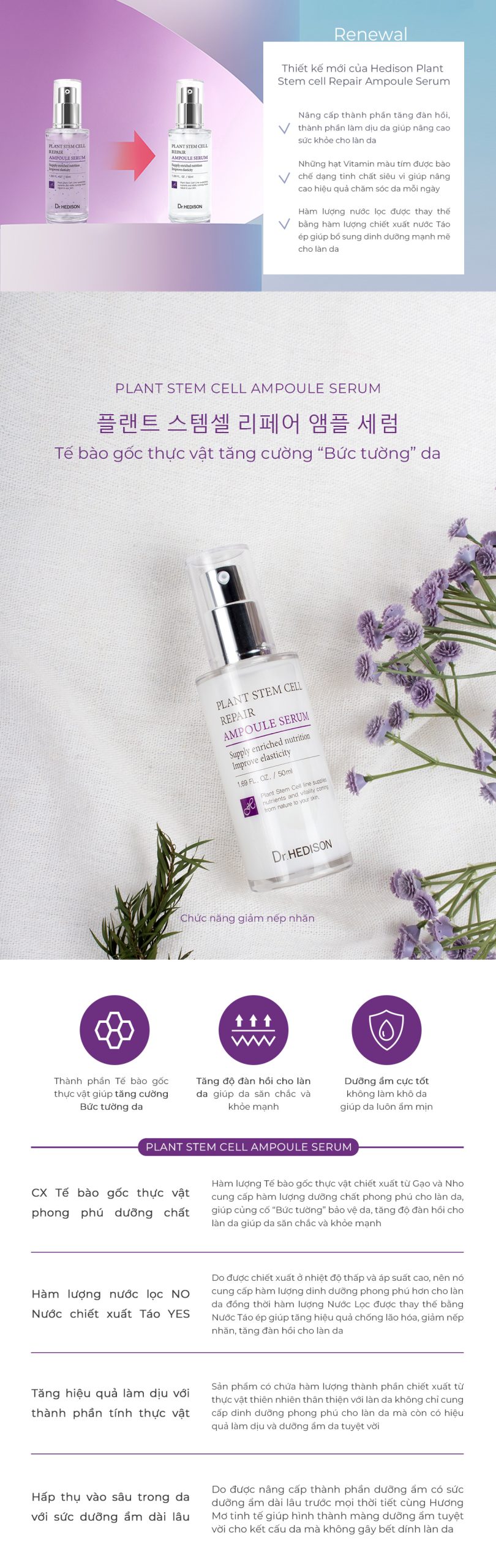 Tinh chất huyết thanh tế bào gốc thực vật Dr.Hedison Plant Stem Cell Repair Ampoule Serum - Ảnh 4