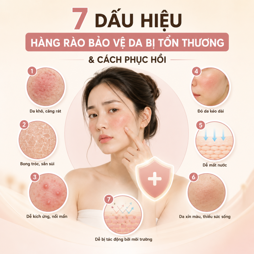 7 Dấu Hiệu Hàng Rào Bảo Vệ Da Bị Tổn Thương & Cách Phục Hồi
