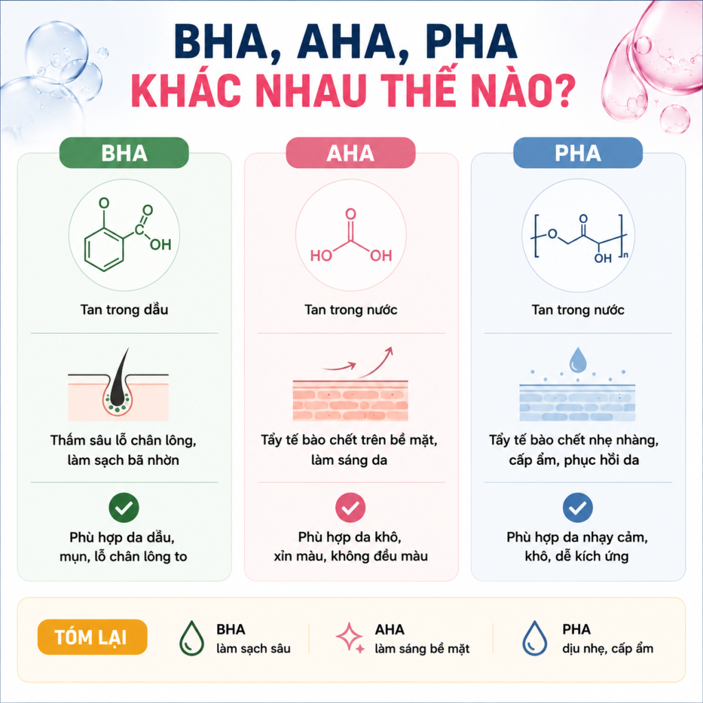 BHA, AHA, PHA khác nhau thế nào