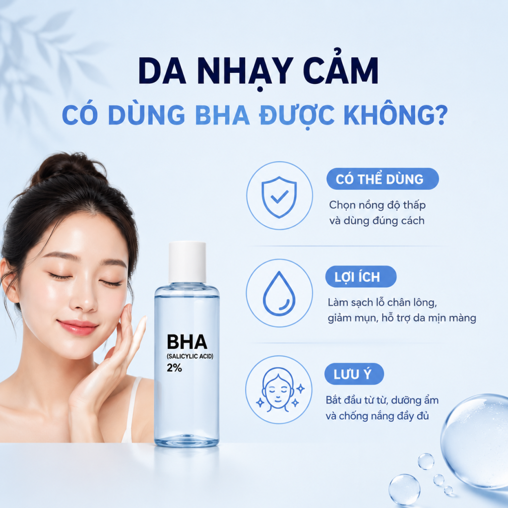 Da Nhạy Cảm Có Dùng BHA Được Không
