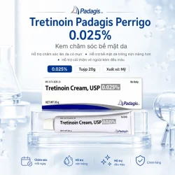 Kem Tretinoin trị mụn, chống lão hóa da Padagis Perrigo 0.025% USP cream Mỹ 20g