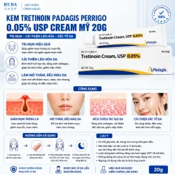 Kem Trị Mụn, Mờ Thâm, Trẻ Hóa Da Tretinoin Padagis Perrigo 0.05% USP Cream Mỹ 20g